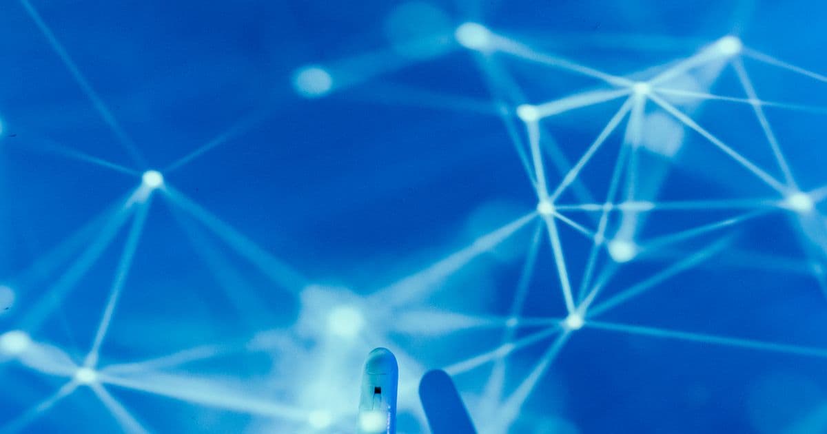 An abstract network of connected nodes representing an artificial intelligence system